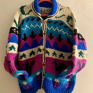 Vintage Handmade Colorful Knit Cardigan